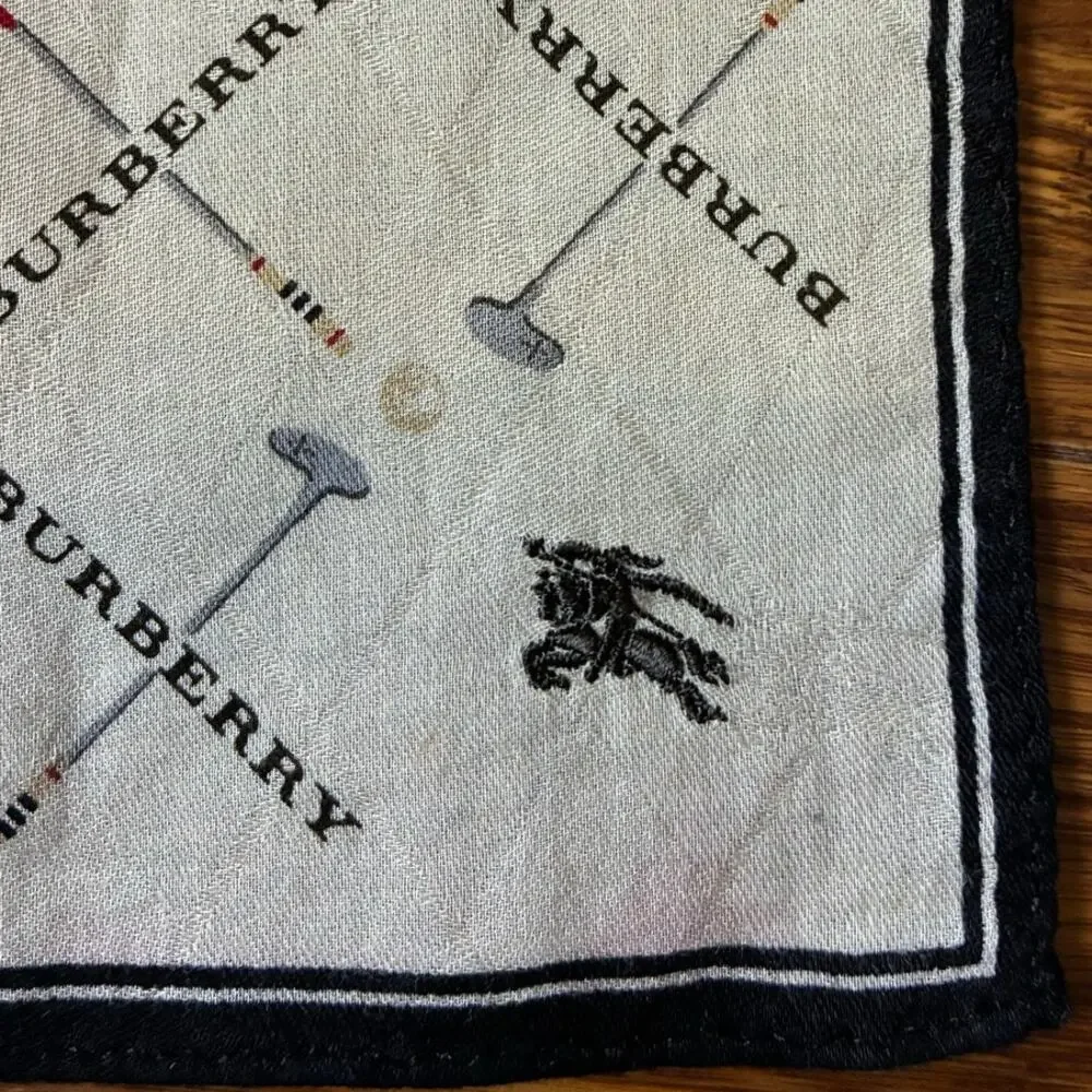 Burberry Handkerchief Pocket Square Scarf Golf Club Pattern 20in - Picture 5 of 8